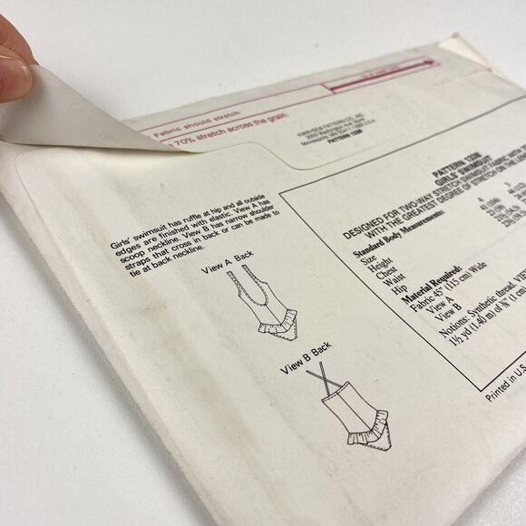 VTG Kwik Sew 1338 Girls Swimsuit Sewing Patterns 2 Styles Ruffle Sz 4-7 SEALED - Picture 9 of 9